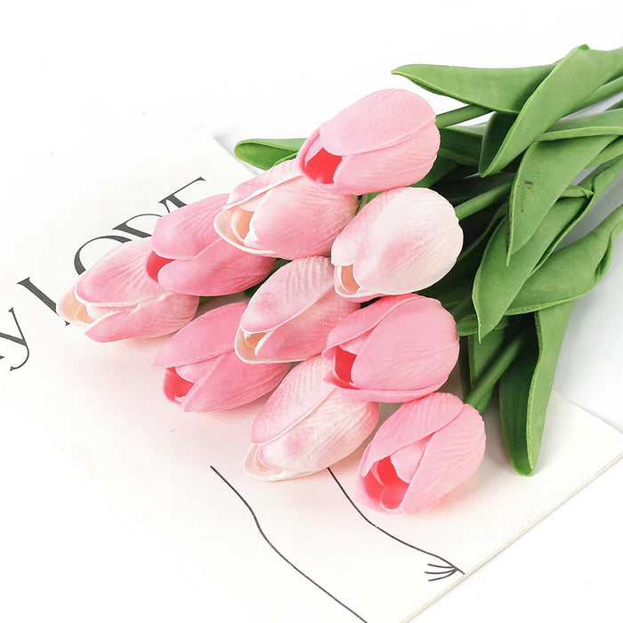 29cm Tulip Artificial Flowers Bouquet 10/5Pcs PE Foam Fake Flower for Wedding Ceremony Decoration Home Room Garden Bouquet Decor