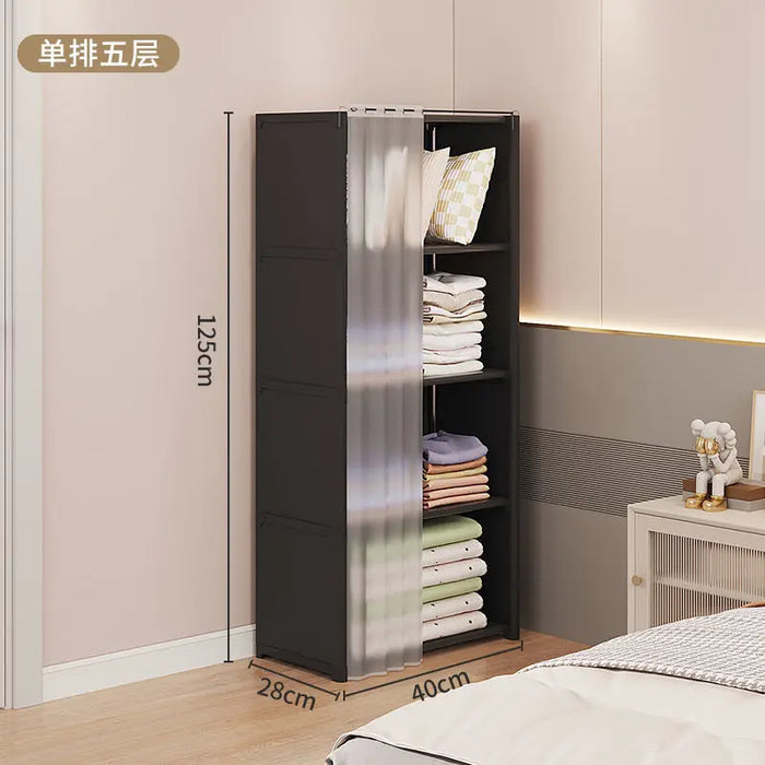 Dustproof Wardrobe Simple Assembly DIY Storage Wardrobe Bedroom Open Storage Cabinet Household Foldable Multi-layer Wardrobe