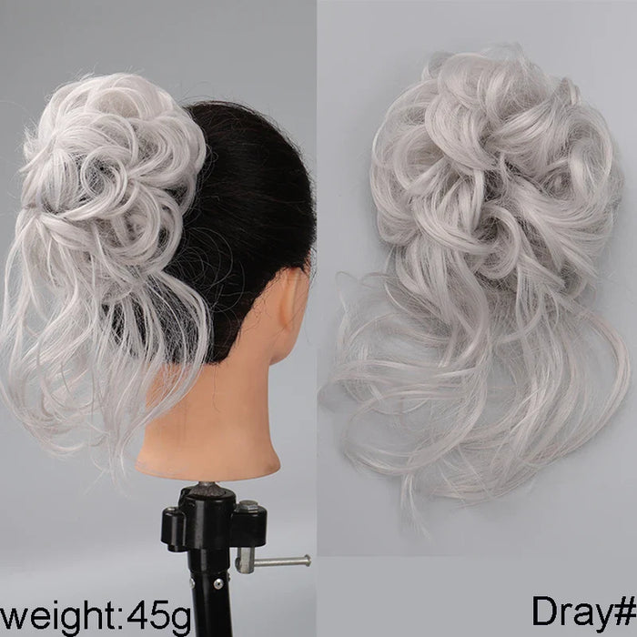 MANWEI Synthetic Curly Donut Chignon With Elastic Band Scrunchies Messy Hair Bun Updo Hairpieces Extensions for Women