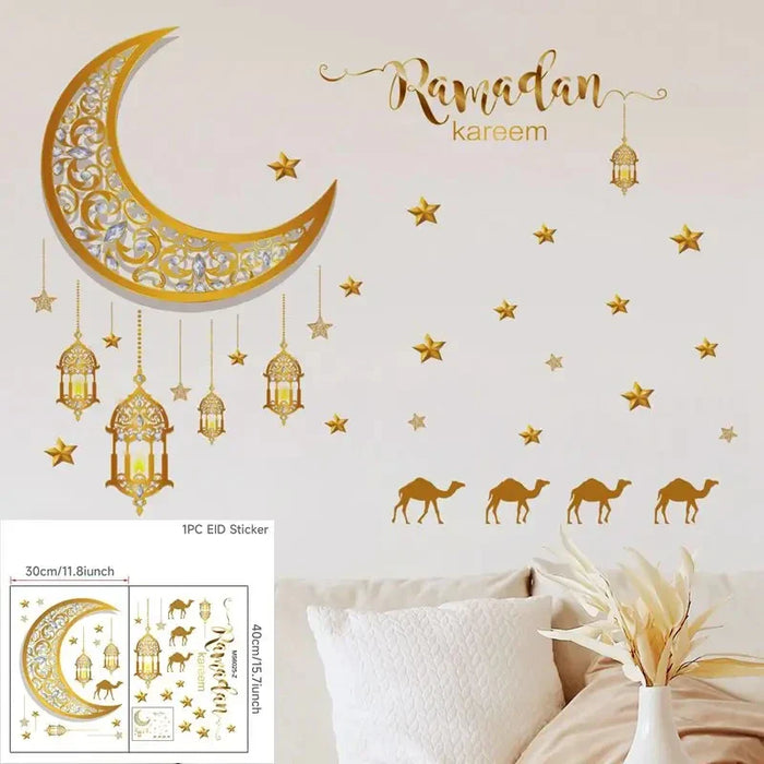 Eid Window Stickers Ramadan Decoration Eid Mubarak Decor for Home 2024 Ramadan Kareem Islam Muslim Party Supplies Eid Al-fitr