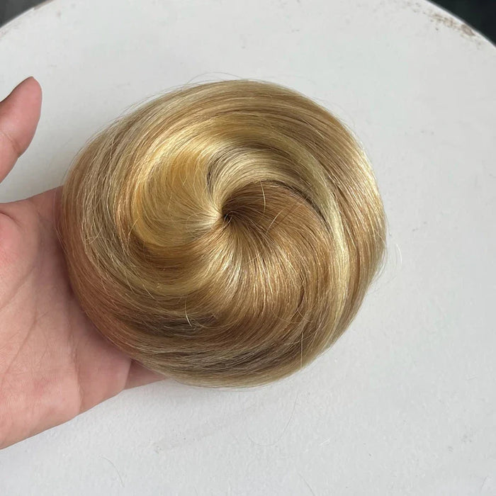 MRS HAIR Human Hair Buns Claw On Drawstring Ponytail Flexible Hair Pieces Updo Donut Chignon Clip On Buns For Wedding and Show