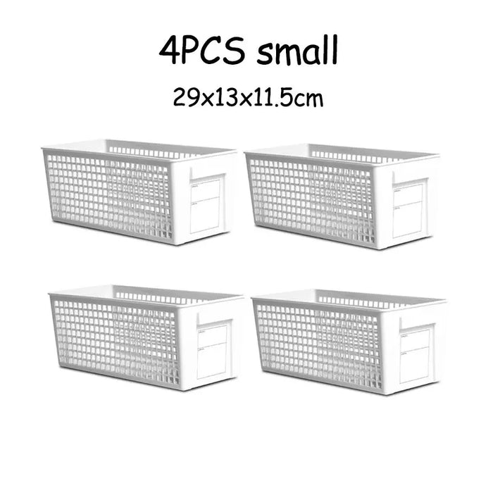 4/3PCS Crate Plastic Storage Box with Label Kitchen Basket Home Storage Supplies Desktop Cosmetic Stationery Organizer Boxes