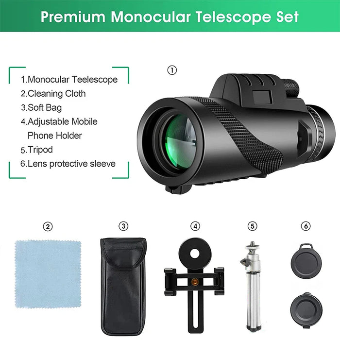 80x100 HD ZOOM Powerful Monocular Telescope Portable Binoculars Long Range Telescope Hunting Camping With Outdoor Camping Travel