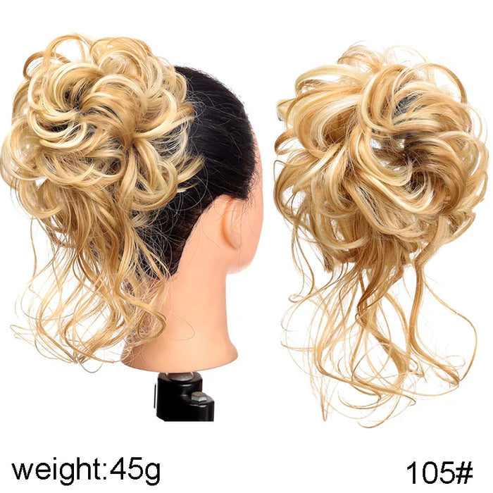 MANWEI Synthetic Curly Donut Chignon With Elastic Band Scrunchies Messy Hair Bun Updo Hairpieces Extensions for Women