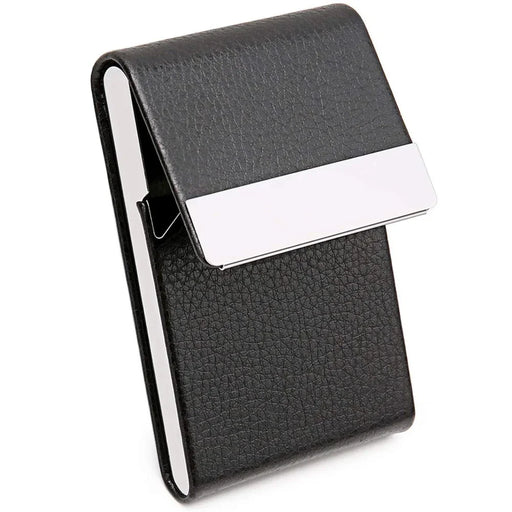 Business Card Holder Case - Slim PU Leather Metal Pocket Card Holder with Magnetic Shut, Name Card Holder