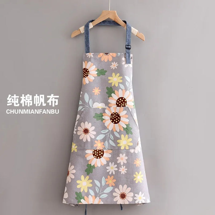 Fashionable Canvas Kitchen Cooking Apron Home Long Sleeve Durable Women's Overwear Work Clothes