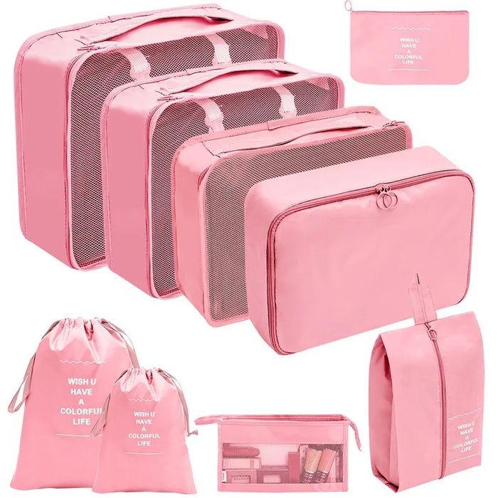 7/8/9/10 Pcs Set Travel Organizer Storage Bags Suitcase Packing Cubes Set Cases Portable Luggage Clothes Shoe Tidy Pouch Folding