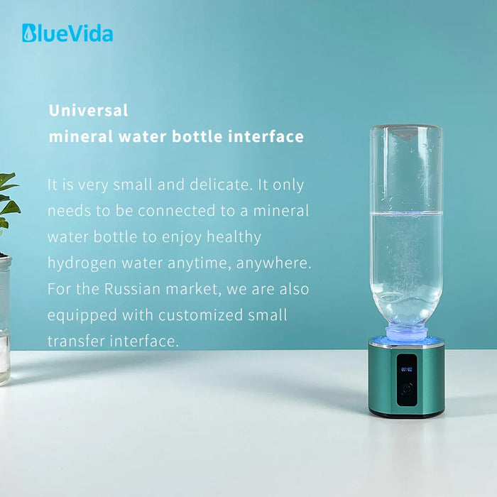 Bluevida Hydrogen Rich Water Generator Bottle DuPont SPE&PEM Dual Chamber Water lonizer - H2 Inhale device + Adapter Max 6000ppb