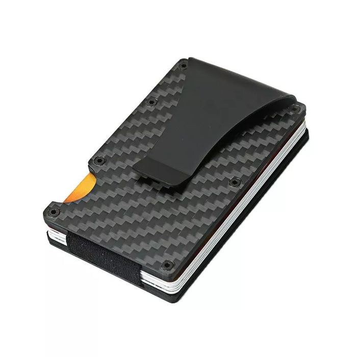 DIENQI Carbon Fiber Card Holder Mini Aluminum Metal RFID Magic Men's Wallet