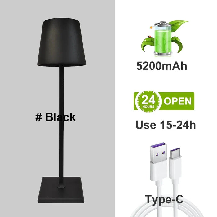 5200mAh USB Aluminum Alloy Desk Lamp LED Rechargeable Table Lights for Bar Living Room Reading Book Wireless Lamp