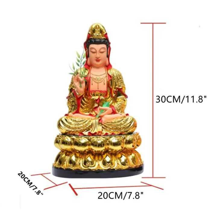 30CM/11.8"(H) Home worship of Guanyin Buddha Temple Handmade resin Guanyin Bodhisattva household ornaments Nanhai Guanyin God