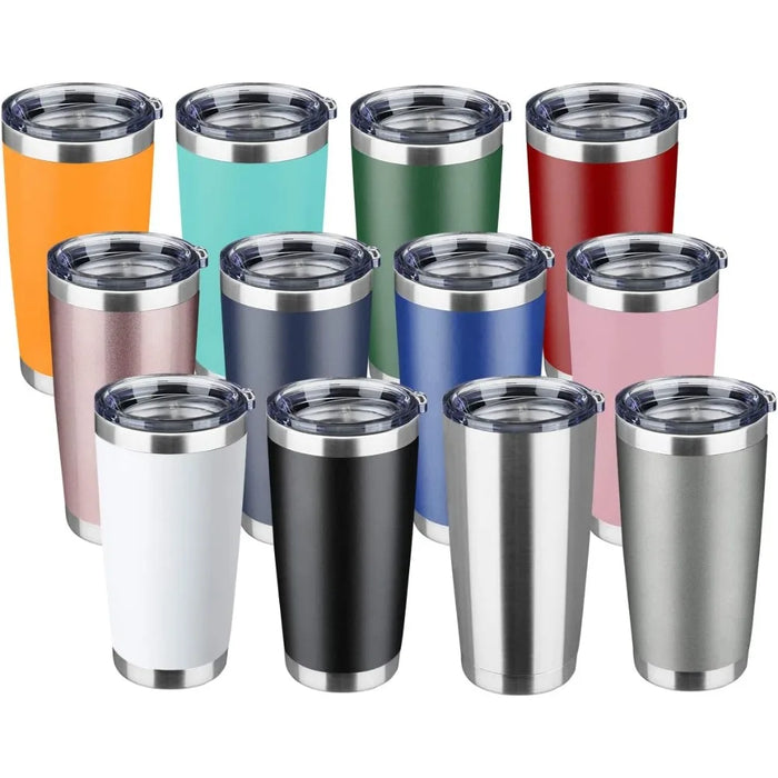 20oz Tumbler Bulk Stainless Steel Vacuum Insulated Tumblers with Lid Double Wall Travel Mug, Durable Powder Coated Coffee Cup