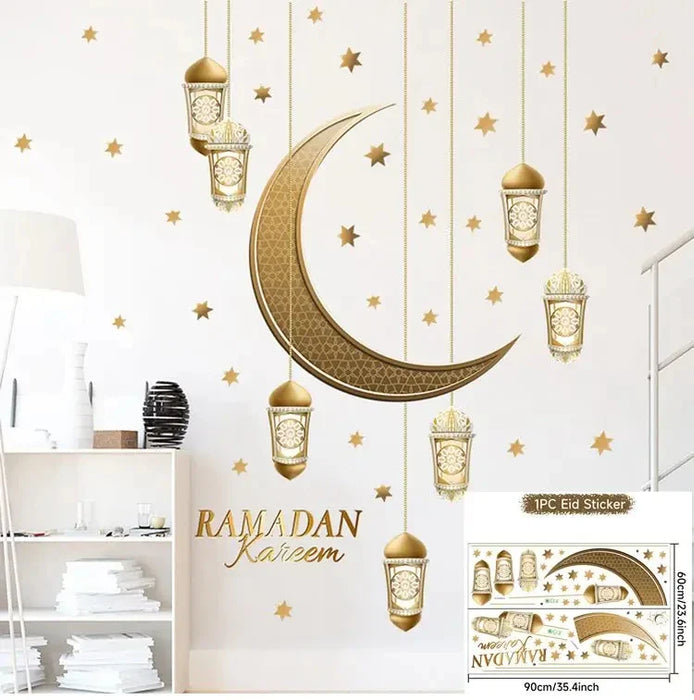 Eid Window Stickers Ramadan Decoration Eid Mubarak Decor for Home 2024 Ramadan Kareem Islam Muslim Party Supplies Eid Al-fitr