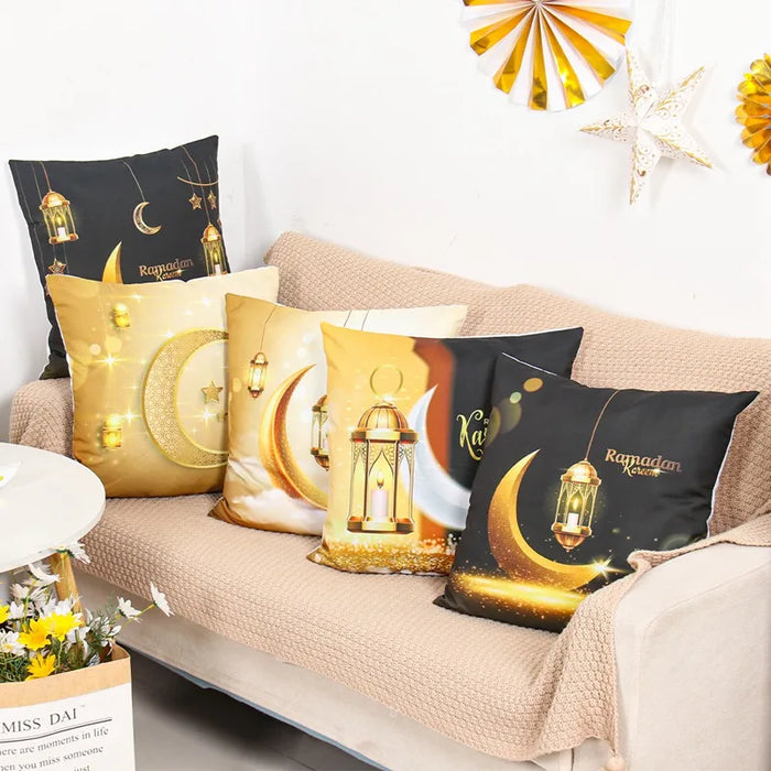 2024 Eid Mubarak Pillowcase Decor for Home Sofa Cushion Cover Islamic Ramadan Kareem Decoration Mosque Muslim Pillow Cover Gifts