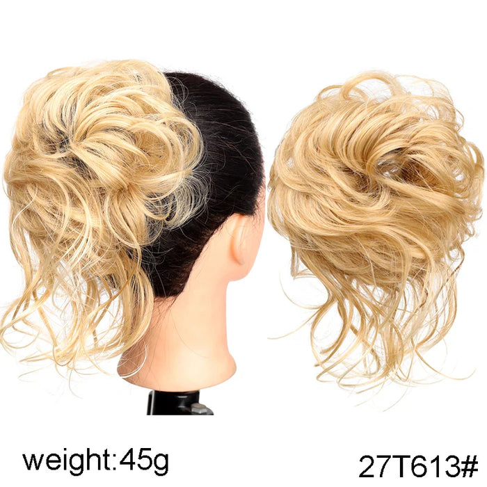 MANWEI Synthetic Curly Donut Chignon With Elastic Band Scrunchies Messy Hair Bun Updo Hairpieces Extensions for Women