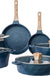 Country Kitchen Induction Cookware Sets - 13 Piece Nonstick Cast Aluminum Pots and Pans with BAKELITE Handles, Glass Lids (Navy)