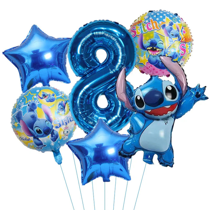 6pcs Disney Lilo & Stitch Party Balloons Stitch 32" Number Balloon set Baby Shower Birthday Party Decorations Kids Toy Gifts