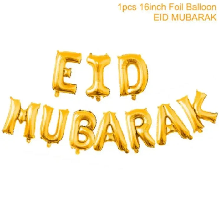 Eid Mubarak Plates Banner Balloon Tableware Ramadan Decoration 2024 Ramadan Kareem Islamic Muslim Party Decor Eid Al Adha Gifts