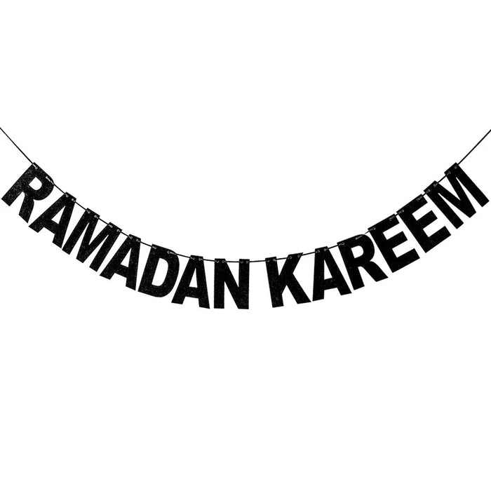 EID Mubarak Banner Ramadan Kareem Banner Party Decorations Supplies Star Moon Hanging Ornament Umrah Mubarak Decoration for Home