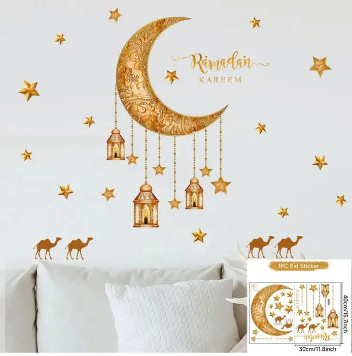 Eid Window Stickers Ramadan Decoration Eid Mubarak Decor for Home 2024 Ramadan Kareem Islam Muslim Party Supplies Eid Al-fitr