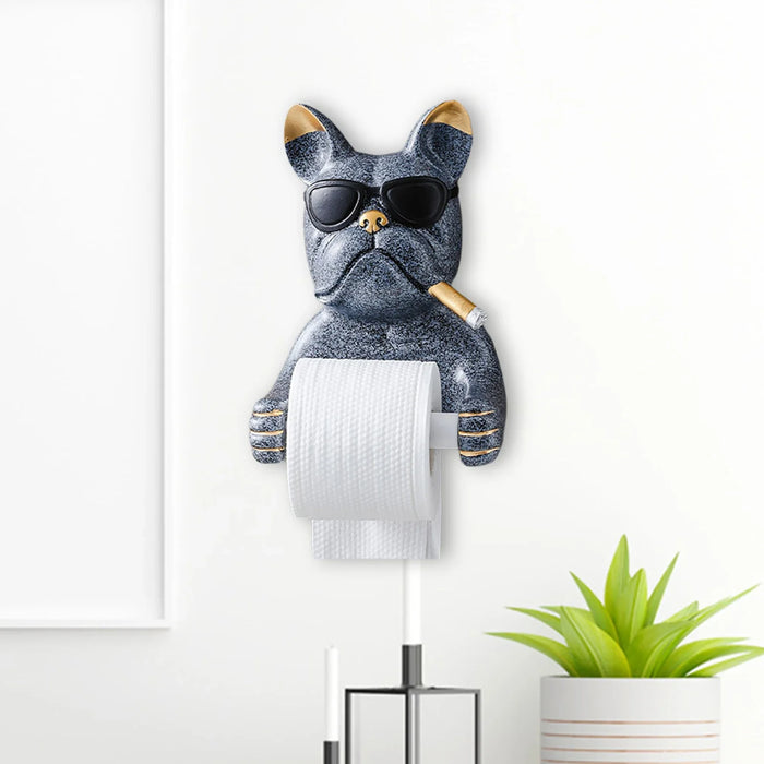 Cartoon Toilet Paper Holder Mounted Dog Sculpture Tissue Rack for Washroom Hotel Tissue Box Kitchen Home Art Crafts Decoration