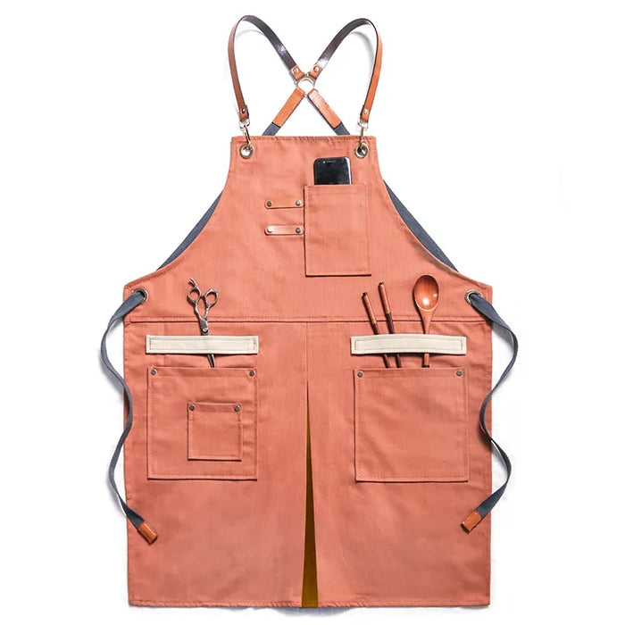 Adjustable Neckband Waistline Denim Apron Convenient Front Pocket Foldable Soft Wear-resistant Overalls for Home Kitchen Garden