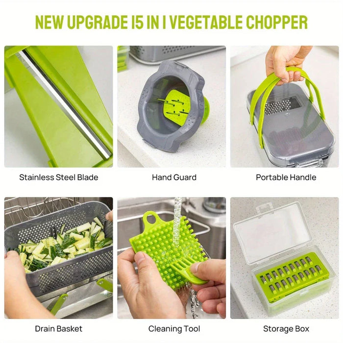 A Set Of 22-Piece Vegetable Cutter, Multifunctional Fruit Vegetable Cutter, Manual Food Grater, Container Vegetable Cutter