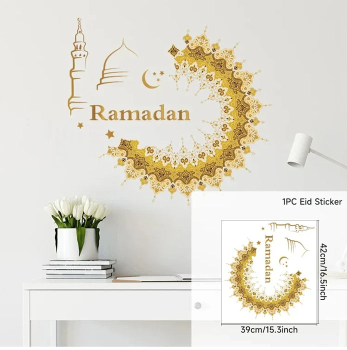 Eid Window Stickers Ramadan Decoration Eid Mubarak Decor for Home 2024 Ramadan Kareem Islam Muslim Party Supplies Eid Al-fitr