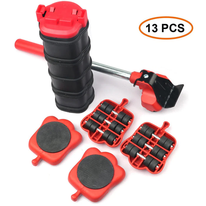 5 Pcs Furniture Moving Transport Roller Set Removal Lifting Moving Tool Set Wheel Bar Mover moving Heavy Stuffs Device Hand Tool