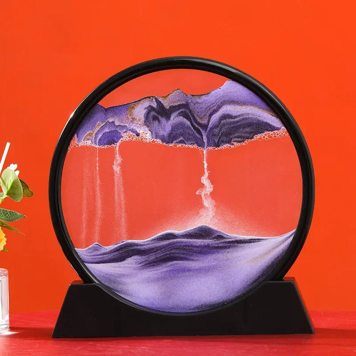 3D Moving Sand Art Nordic Creative Oranment Liquid Hourglass Flowing Sand Sandscape Round Quicksand Painting Home Decor Gifts