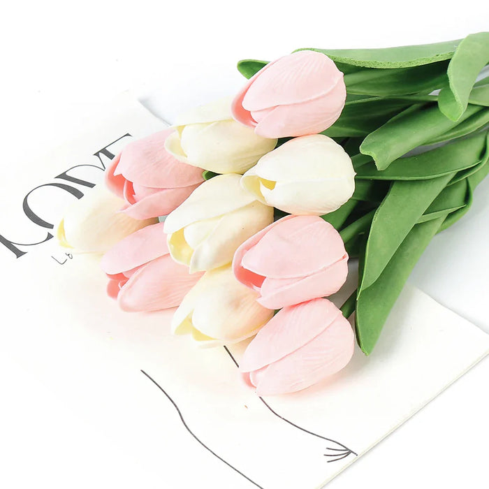 29cm Tulip Artificial Flowers Bouquet 10/5Pcs PE Foam Fake Flower for Wedding Ceremony Decoration Home Room Garden Bouquet Decor