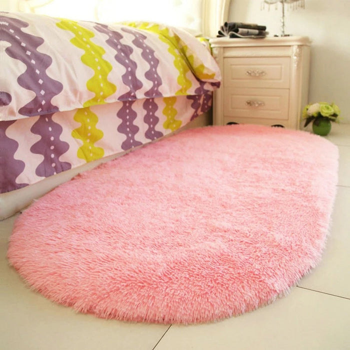 New Thick Fluffy Rugs Cute 40*60cm Oval Anti-skid Carpet Shaggy Area Rug Carpet Home Bedroom Dining Room Floor Mat Fashion