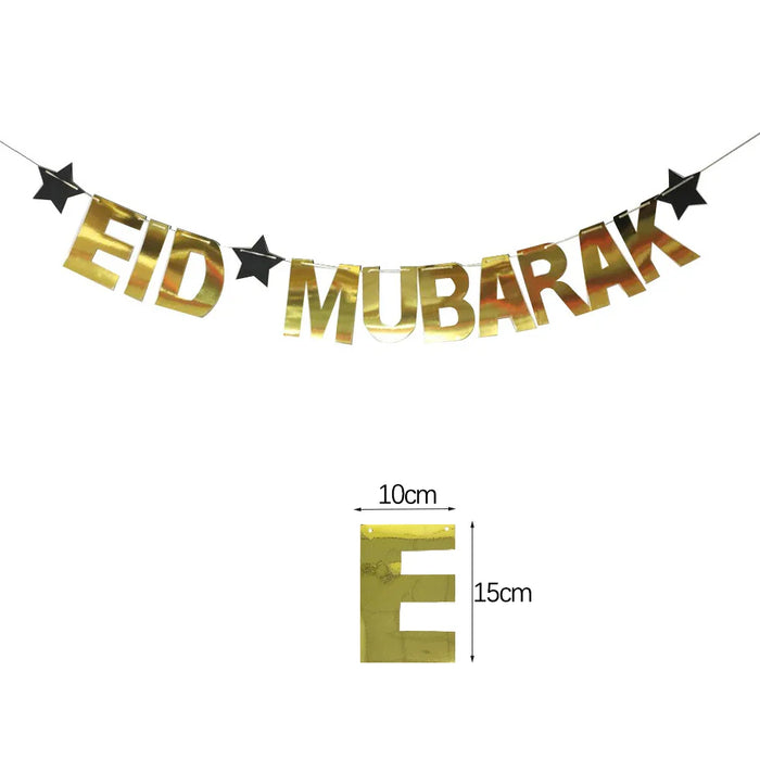 EID Mubarak Banner Ramadan Kareem Banner Party Decorations Supplies Star Moon Hanging Ornament Umrah Mubarak Decoration for Home