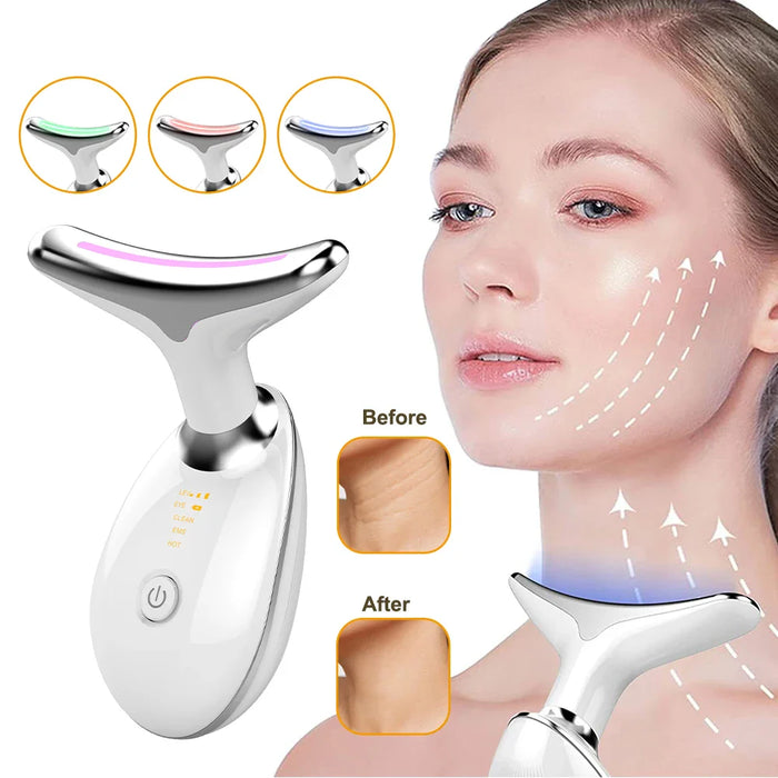 Neck Face Lifting Massager EMS Skin Tighten Device 3 Color Light LED Photon Therapy Neck Wrinkle Remover ES-1081 Beauty Tools