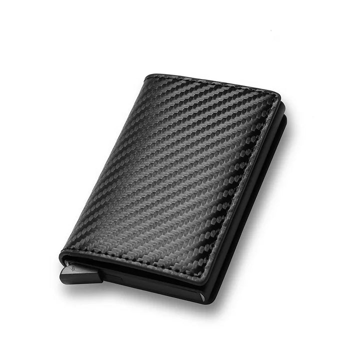 Custom Card Holder Rfid Black Carbon Fiber Leather Simple Wallet Men's Gift Personalized