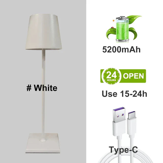 5200mAh USB Aluminum Alloy Desk Lamp LED Rechargeable Table Lights for Bar Living Room Reading Book Wireless Lamp