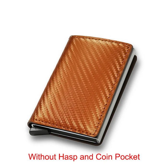 Carbon Fiber Slim Aluminum Men Wallet ID Credit Card Holder Mini RFID Wallet Automatic Pop up Bank Card Case Black Vallet 2023