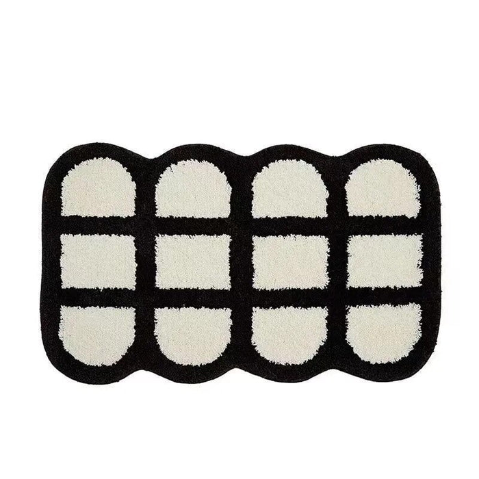 Retro Chessboard Plaid Bath Mats Fluffy Grids, Checkerboard Mat for Bathroom