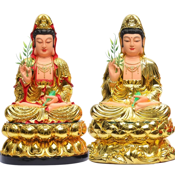 30CM/11.8"(H) Home worship of Guanyin Buddha Temple Handmade resin Guanyin Bodhisattva household ornaments Nanhai Guanyin God