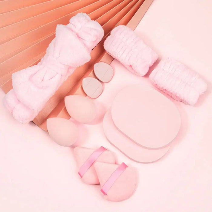 14pcs-in-1 Set Face Makeup Tool Kit,,Facial Washing Accessories, Face Makeup Tools ,Beauty Eggs,Hair hoop,Finger powder puff