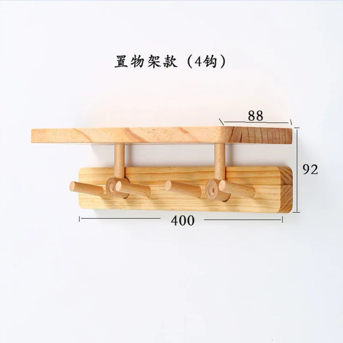 Coat Rack Wood Hallway Hat Hook Hanger Bedroom Door Wall-Mounting Hook Corner Room Kitchen Toilet Wall Brack Storage Hook