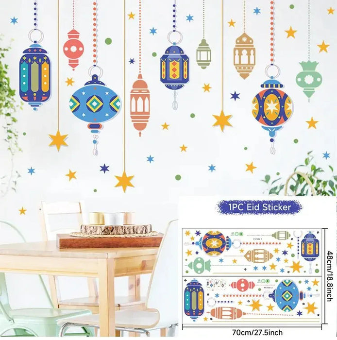 Eid Window Stickers Ramadan Decoration Eid Mubarak Decor for Home 2024 Ramadan Kareem Islam Muslim Party Supplies Eid Al-fitr