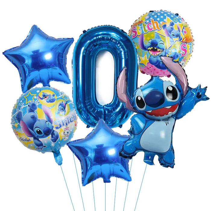 6pcs Disney Lilo & Stitch Party Balloons Stitch 32" Number Balloon set Baby Shower Birthday Party Decorations Kids Toy Gifts