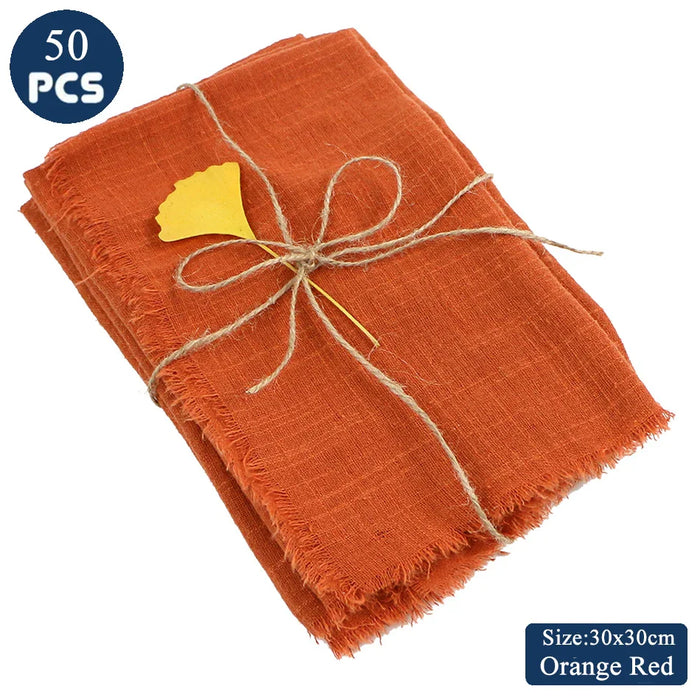 50PCS Cloth Napkins 30X30CM Gauze Crepe Cotton Fabric Dinner Serving Tableware Durable Tea Towel Kitchen Wedding Easter Ramadan