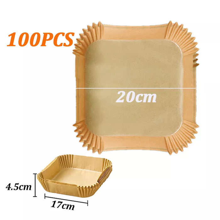 50/100Pcs Air Fryer Disposable Paper Air Fryer Accessories Square Round Oil-proof Liner Non-Stick Mat for Kitchen Oven Baking