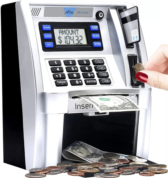 Electronic Piggy Bank ATM Password Money Box Cash Coins Saving Box ATM Bank Safe Box Automatic Deposit Banknote Christmas Gift