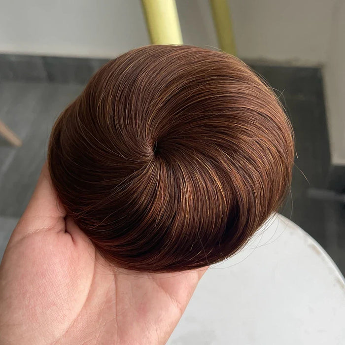 MRS HAIR Human Hair Buns Claw On Drawstring Ponytail Flexible Hair Pieces Updo Donut Chignon Clip On Buns For Wedding and Show