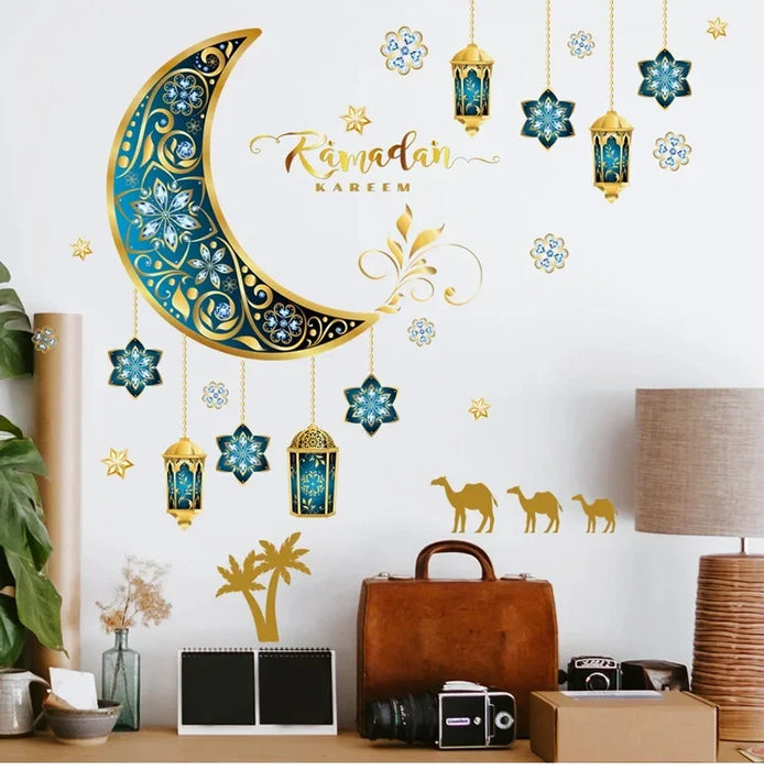 Eid Window Stickers Ramadan Decoration Eid Mubarak Decor for Home 2024 Ramadan Kareem Islam Muslim Party Supplies Eid Al-fitr