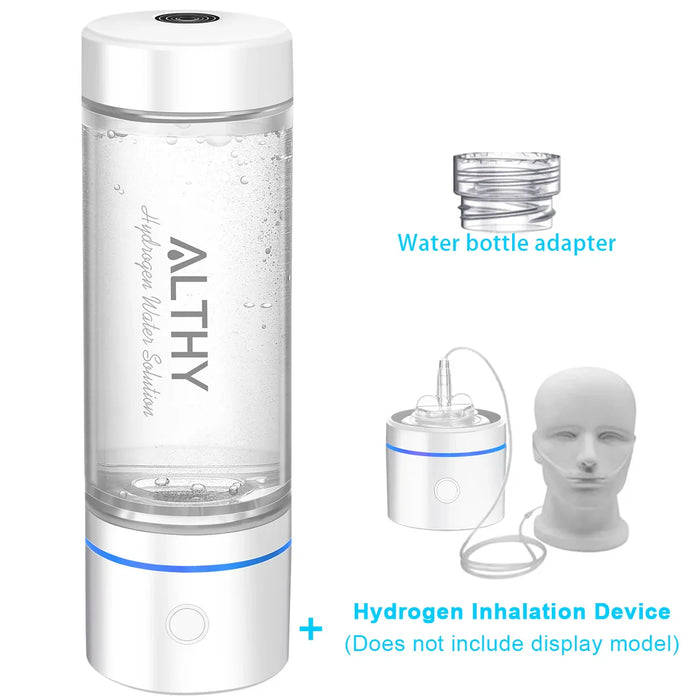 ALTHY Hydrogen Rich Water Generator Bottle DuPont SPE&PEM Dual Chamber Technology + H2 Inhalation Device