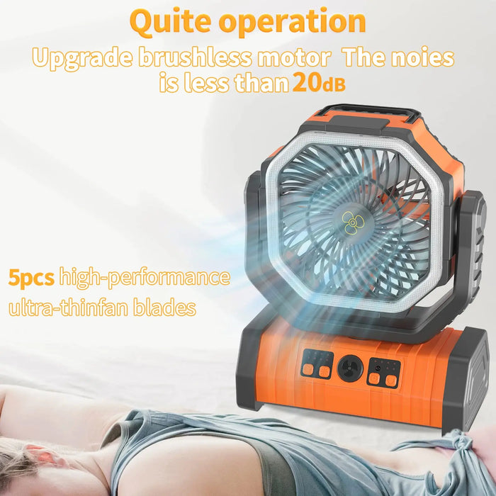 Camping Air Conditioner 10000mah Camping Cooler Camping Fan Ceiling Fan With Light and Control